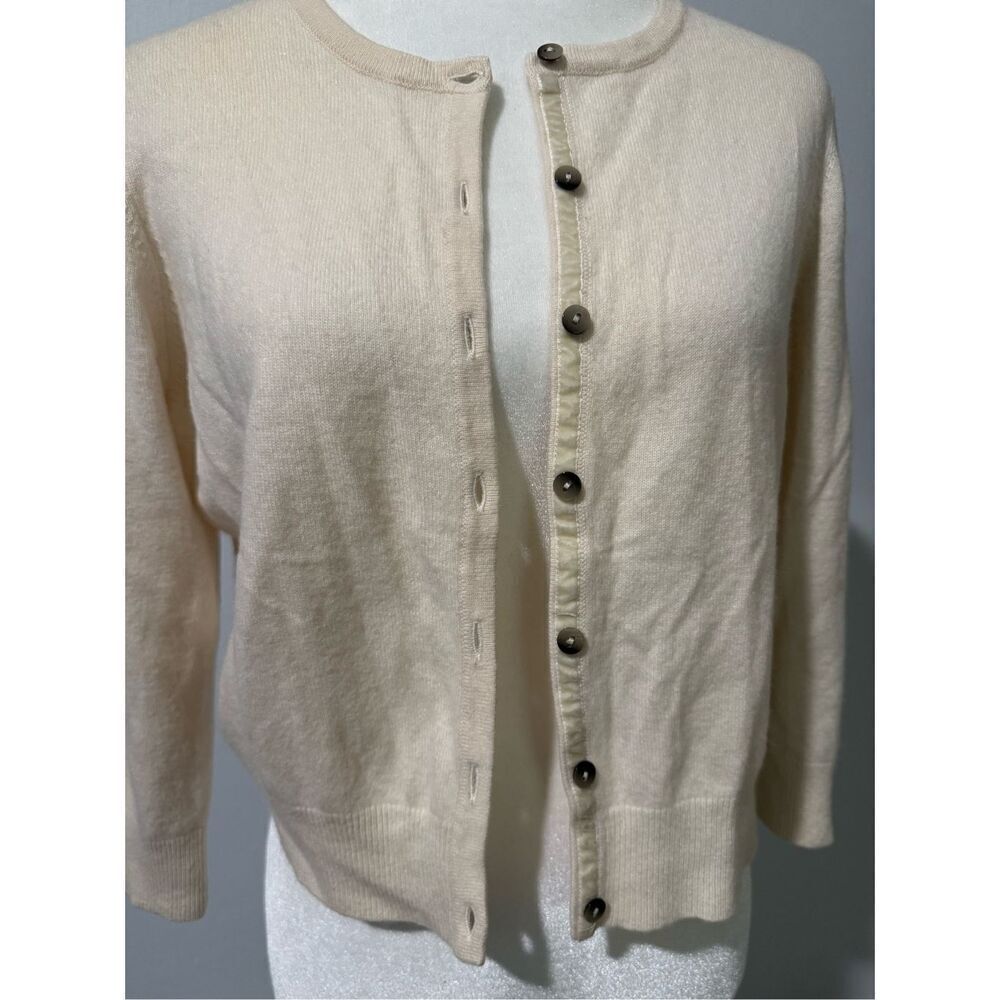 Boden 100% Cashmere cream button front sweater 12 - Picture 6 of 6